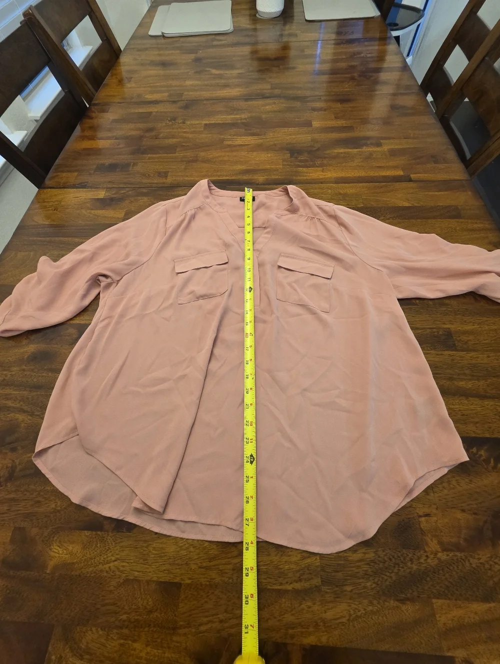 torrid Size 1‎ Peachy Blush V-Neck Roll-Sleeve Tunic Sku 60 - Picture 9 of 10